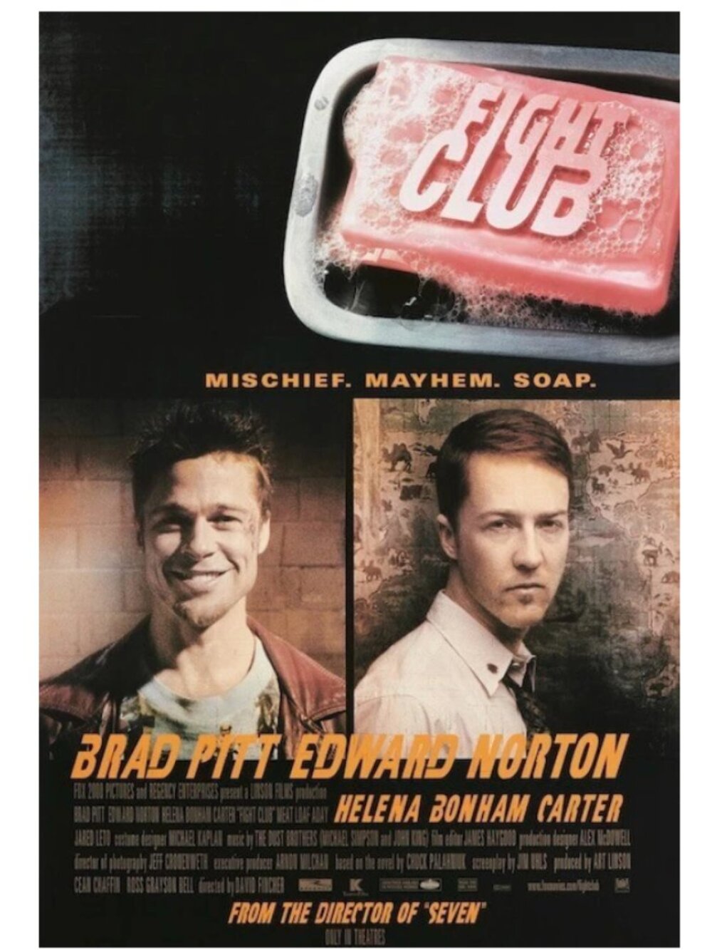 FIGHT CLUB POSTER MISCHIEF MAYHEM SOAP BRAD PITT ED NORTON 24x36 POSTER